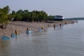 Prawn seed collection in Sunderban Royalty Free Stock Photo